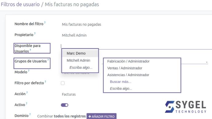 Asigna múltiples usuarios a los filtros