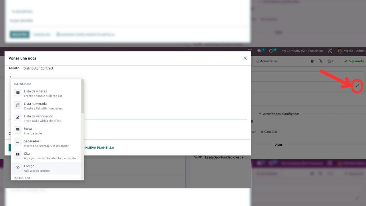 Componer mensajes avanzado en Odoo El compositor completo del chater en Odoo
