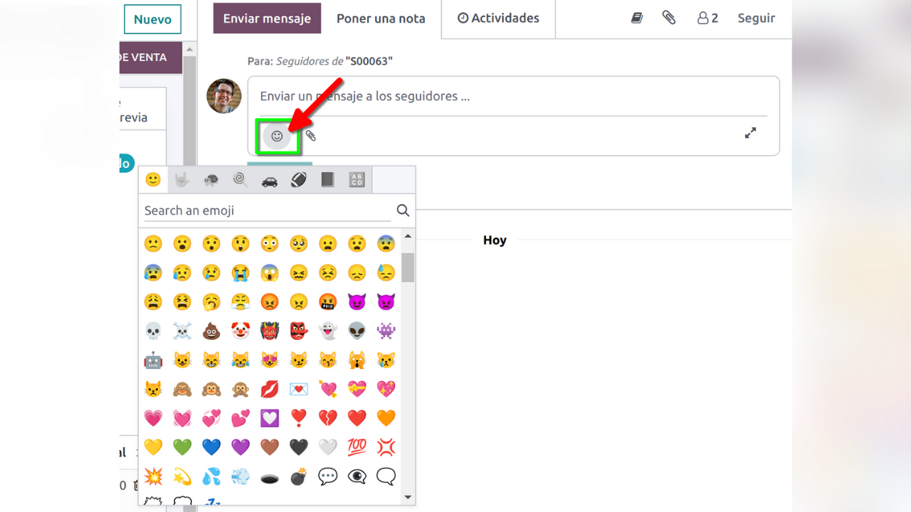 Como utilizar emojis en chatter de Odoo Uso de emojis en Odoo
