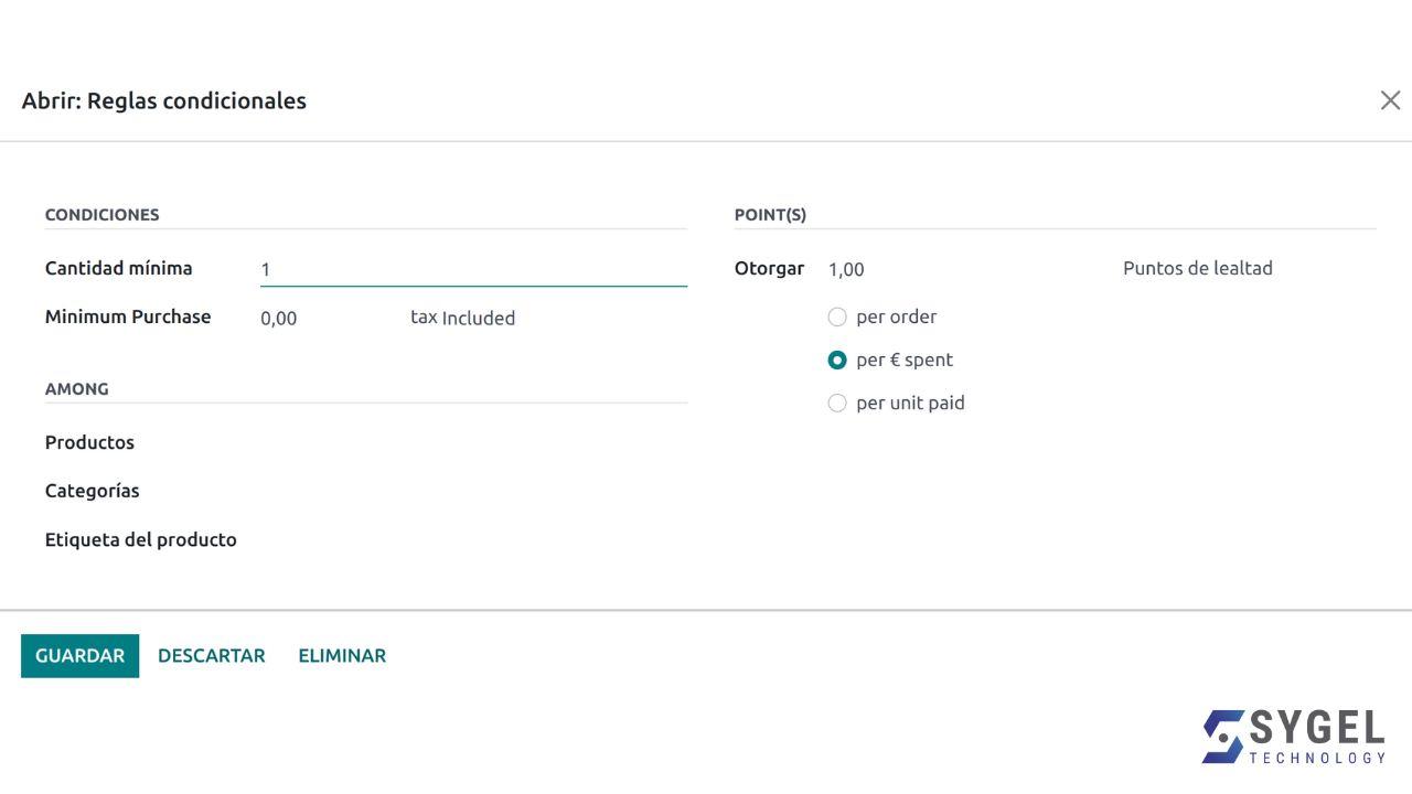 Reglas de Obtención de Puntos en Odoo