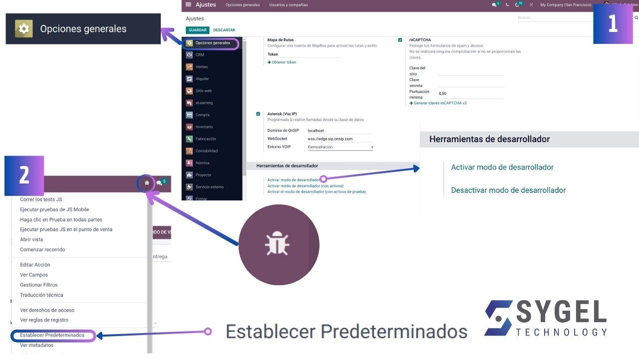Donde encontrar los valores por defecto en Odoo Ajuste general de los valores por defecto