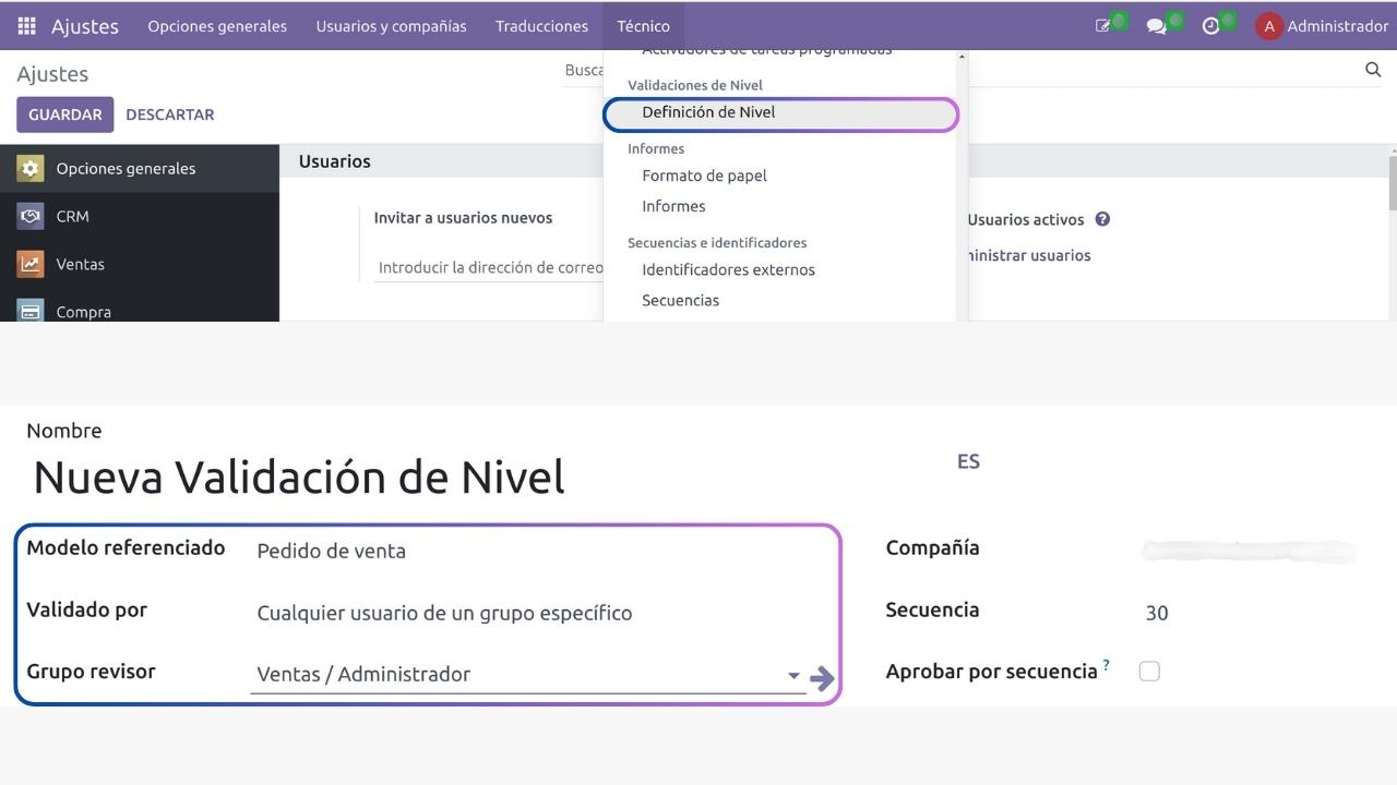 Configuración Sale Tier Validation Configuración Sale Tier Validation