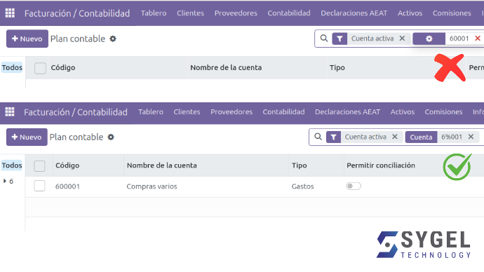 Localiza rápidamente las cuentas contables Uso % en contabilidad